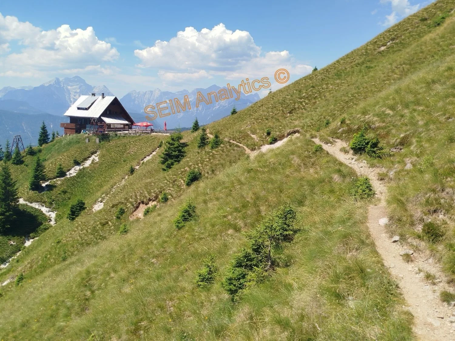 View on the mountain hut Kuča na Golici