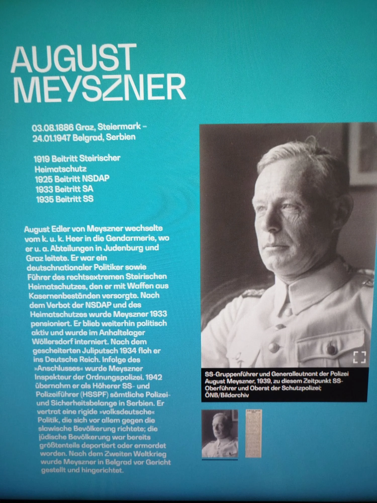 On Meyszner's role both in Norway and Serbia in World War II