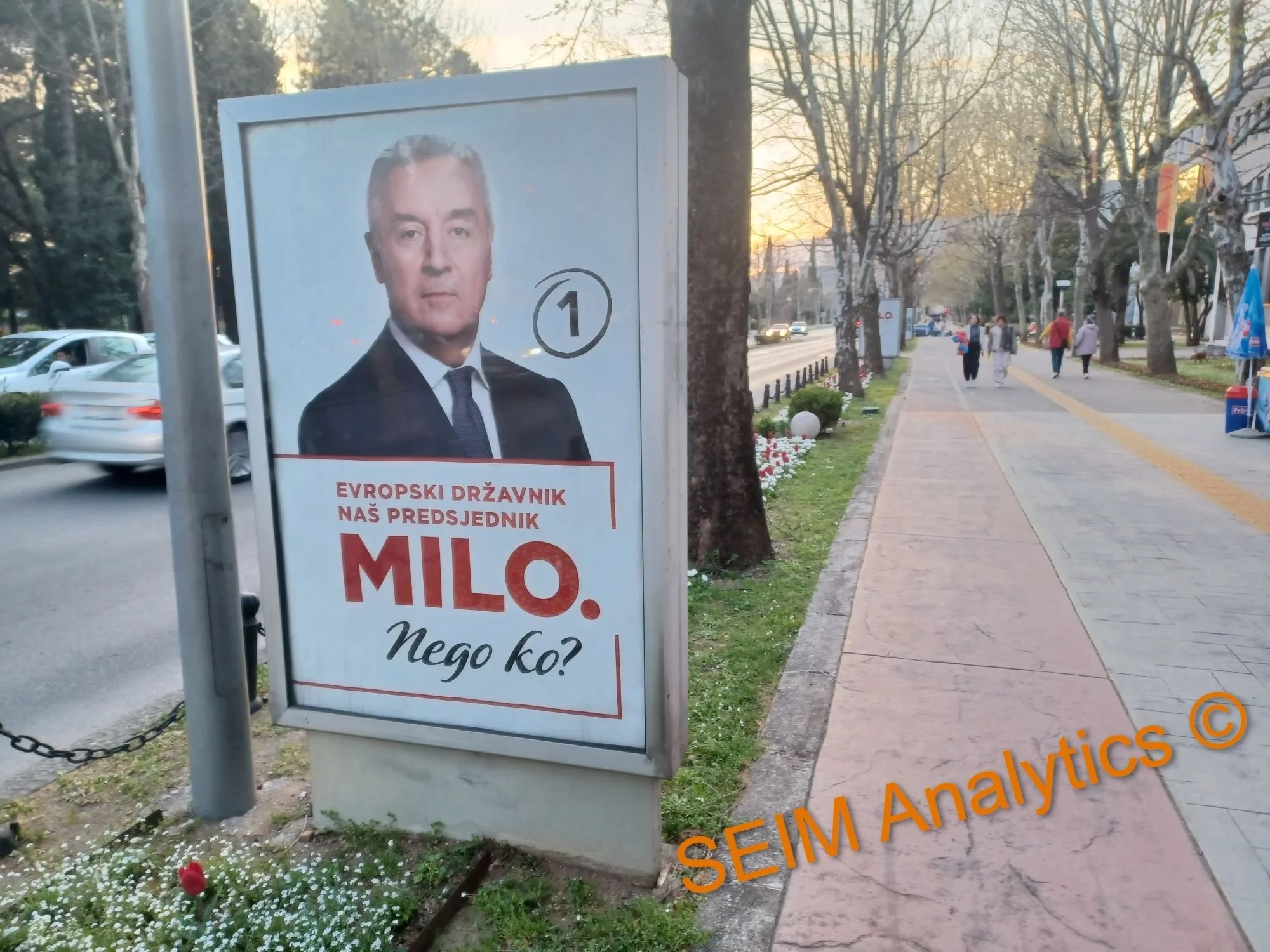 Election poster of Milo Djukanović, Nikšić, March 2023.