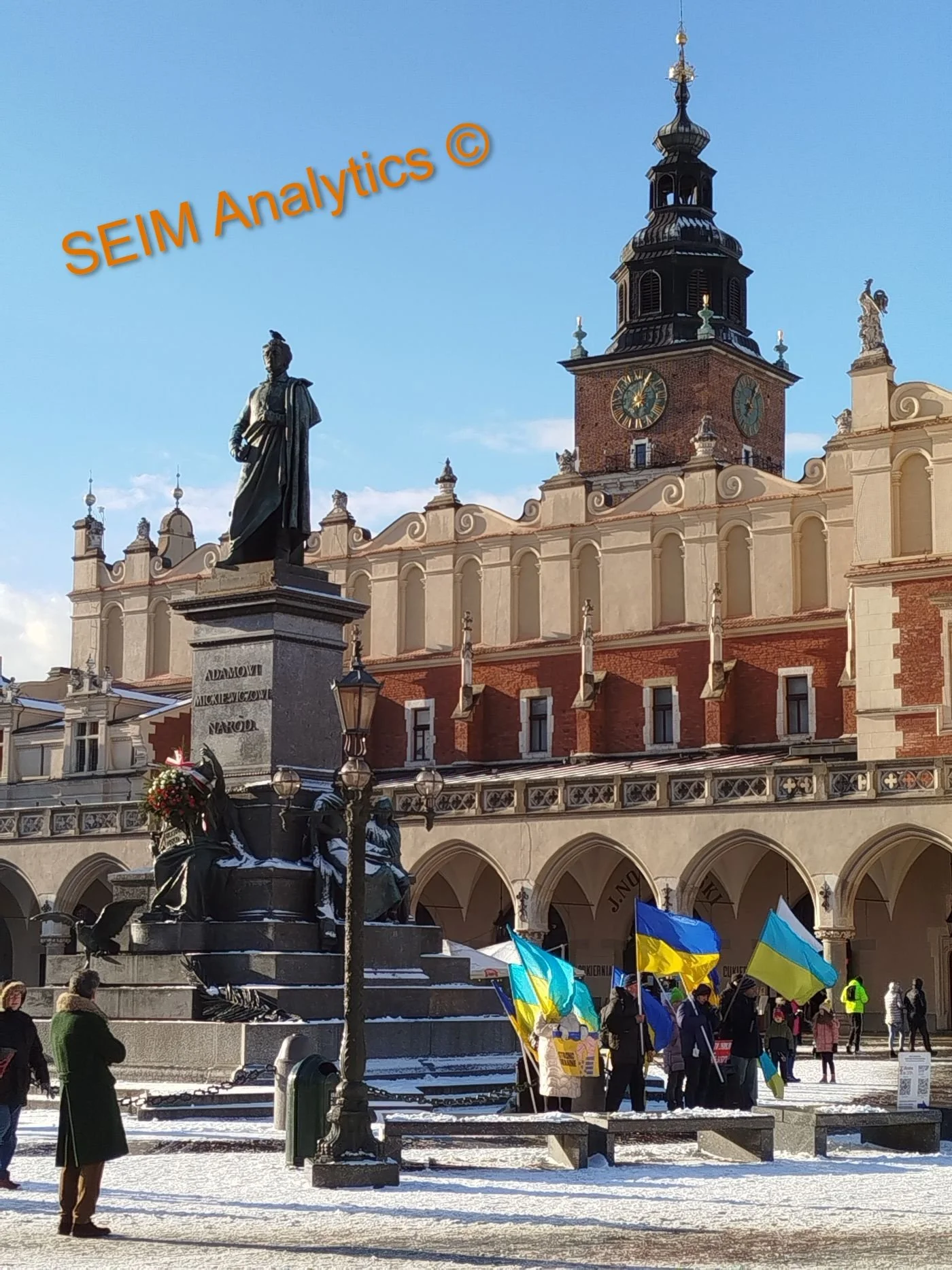 Pro-Ukraina demonstration in Cracow Oldtown.