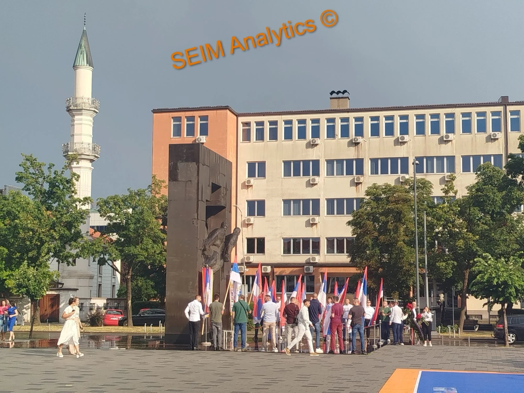 Serbian commemoration at war monument in Bijeljina, Republika Srpska.