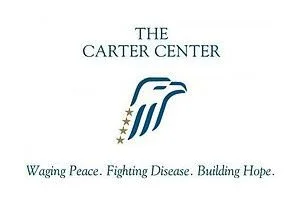 Logo for The Carter Center with the slogan 'Waging Peace. Fighting Disease. Building Hope.'