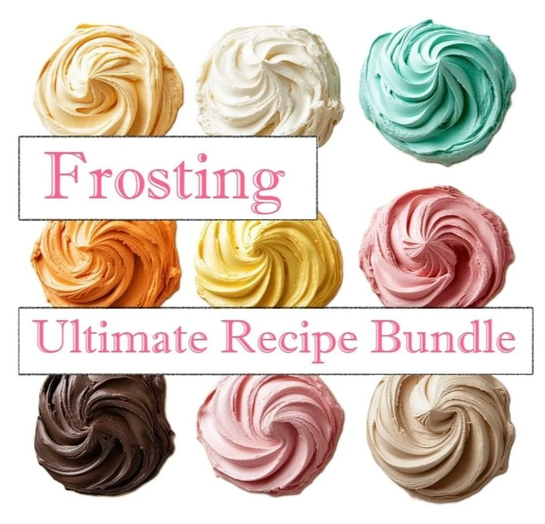 a collage of frosting swirls in many colors and flavors