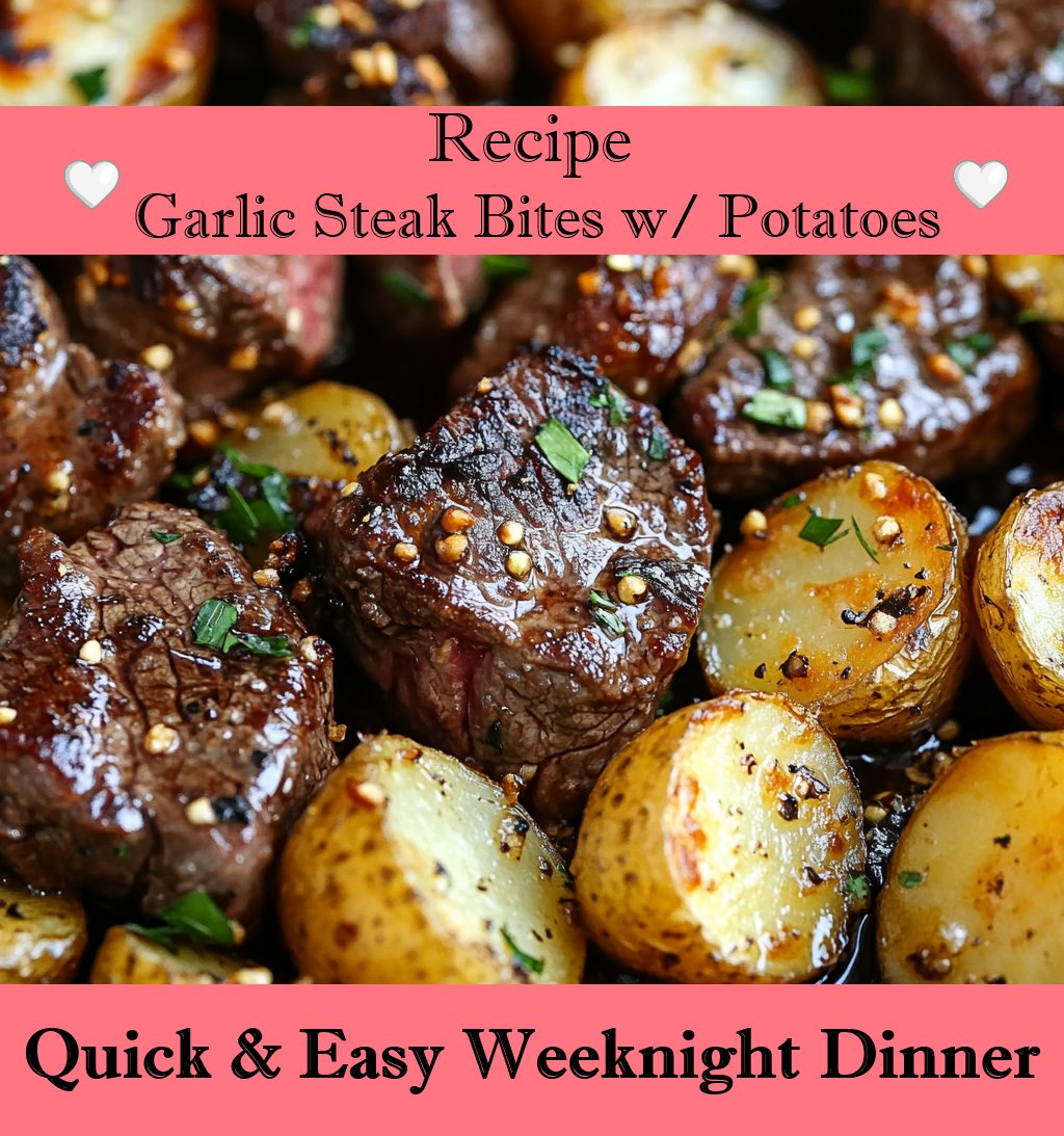 Garlic Butter Steak Bites & Roasted Potatoes – Printable Dinner Recipe (Instant Download)