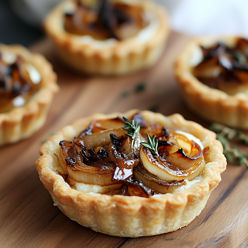 bite sized mushroom and caramelized onion tartlets