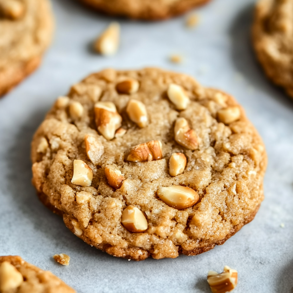 a peanut butter cookie made with extra chopped roasted peanuts on top