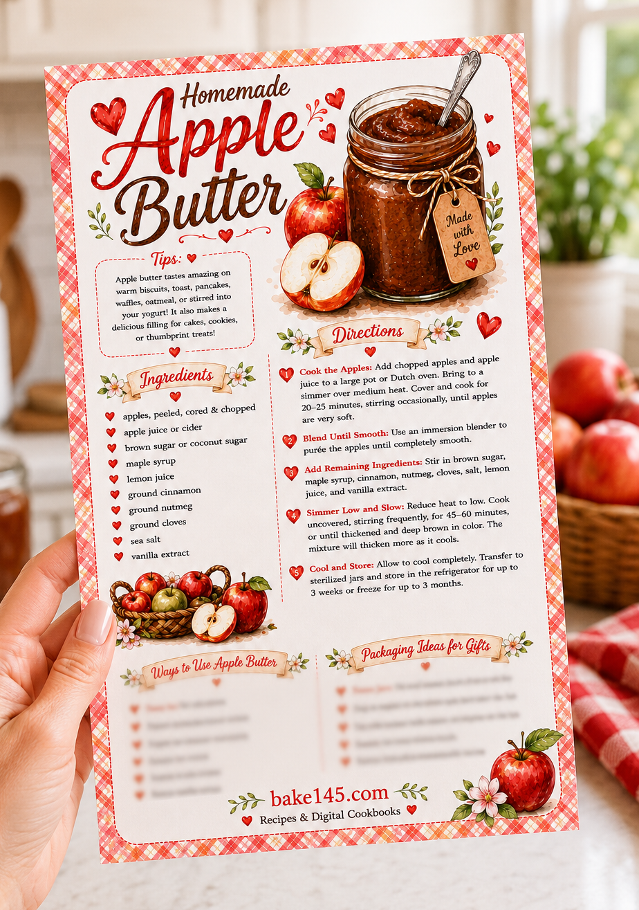 a close up photo of the apple butter recipe card in my hand