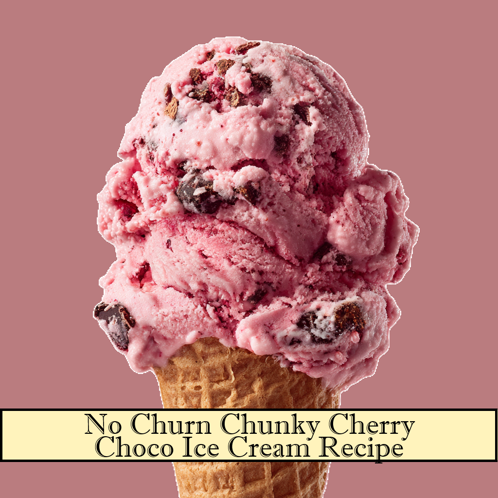 Best RECIPE Chunky Cherry Chocolate Ice Cream (No-Churn) | Printable Download