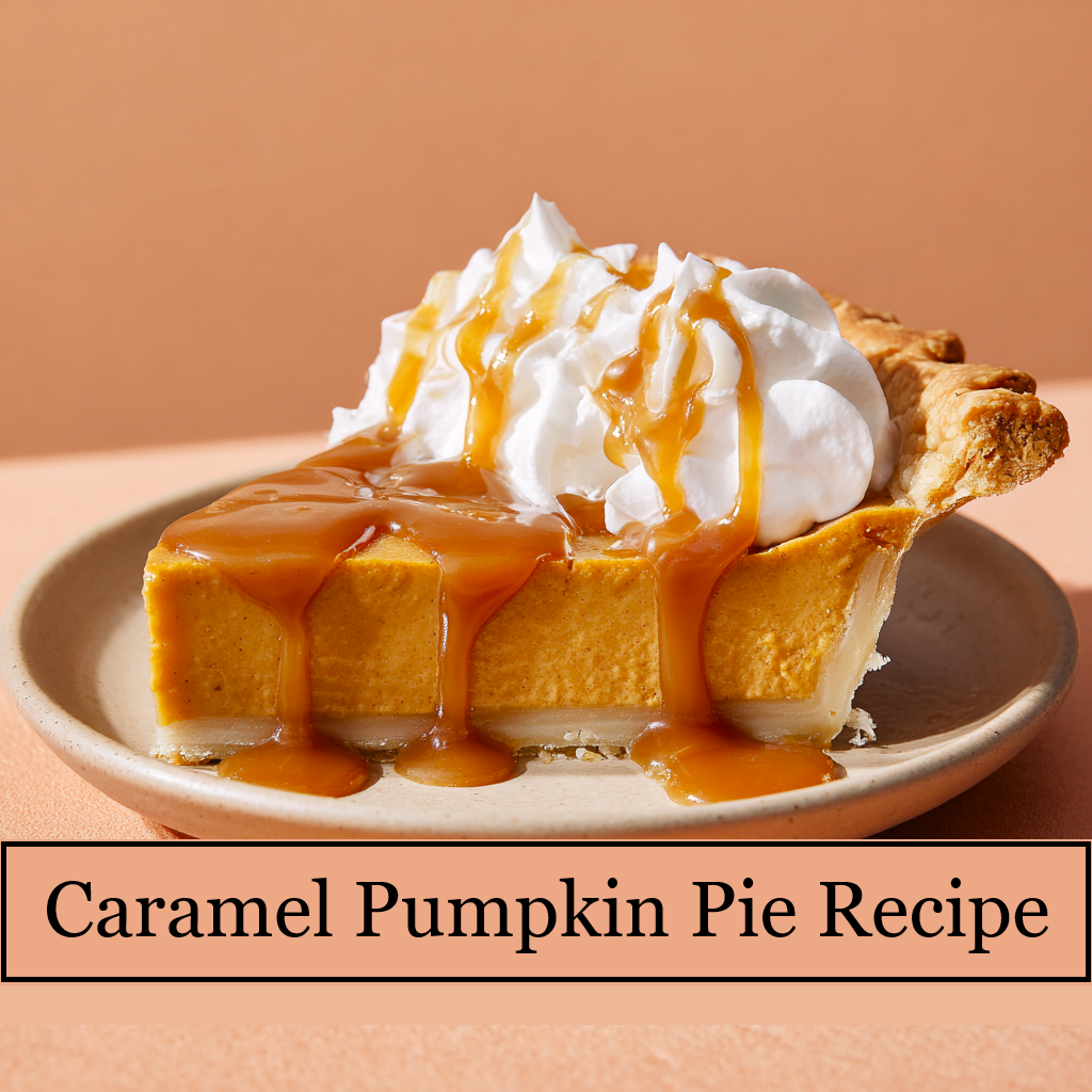 a photo of my homemade caramel pumpkin pie with whipped cream on top