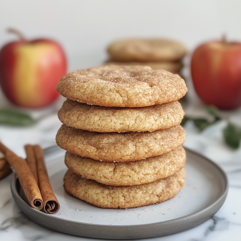 Detail of cracked cinnamon sugar top and chewy texture of apple cider cookie