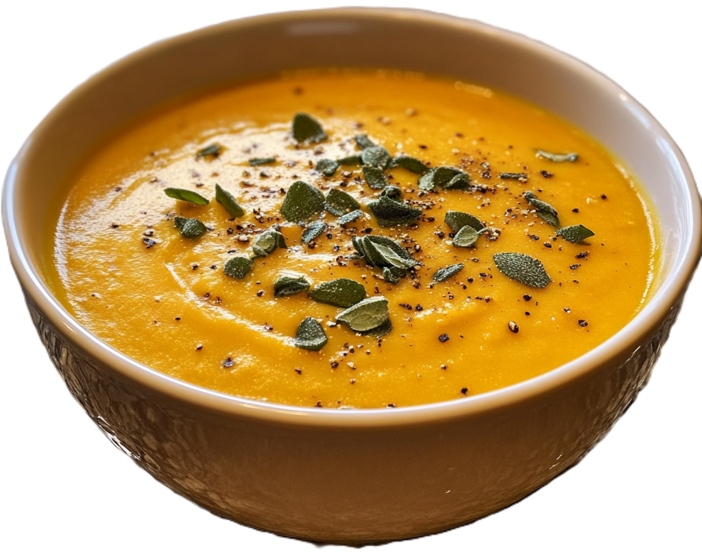 close up view of roasted butternut squash soup