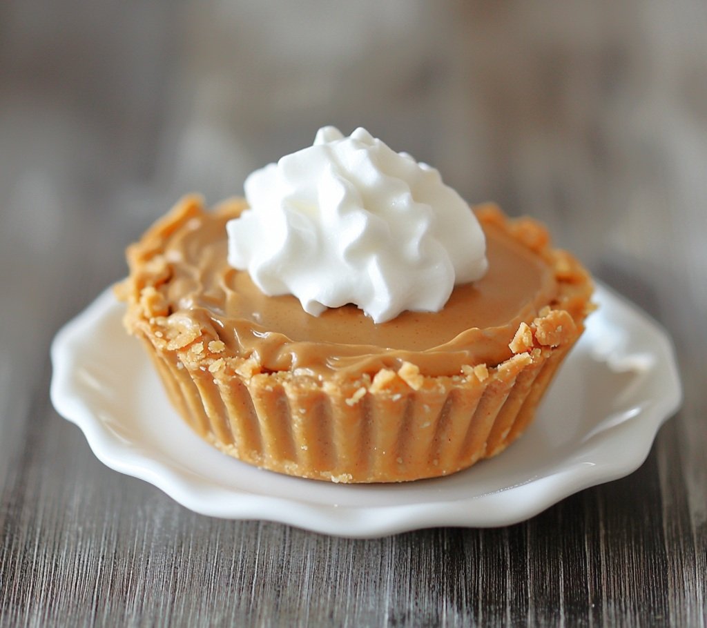 an individual peanut butter pie in a small handheld size