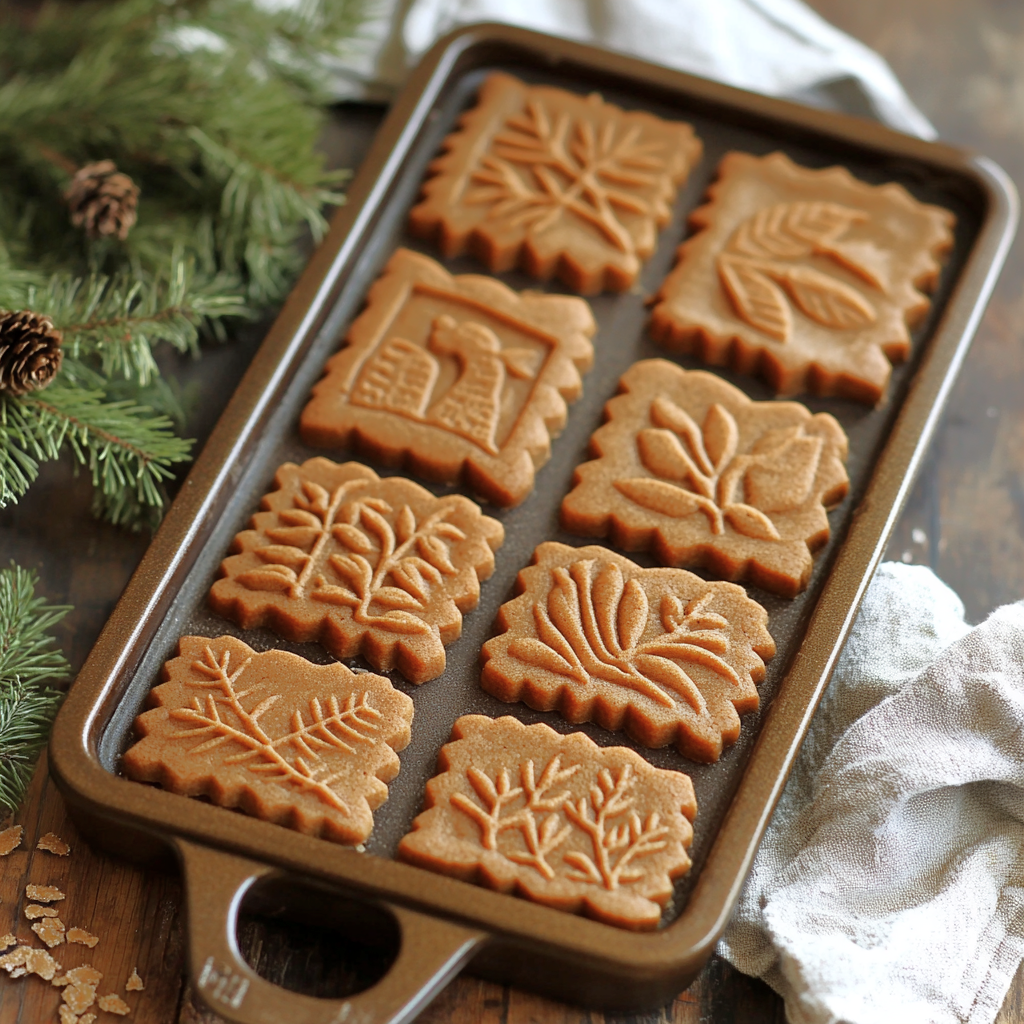 brown sugar cookies on a baking sheet cut out with christmas cookie molds