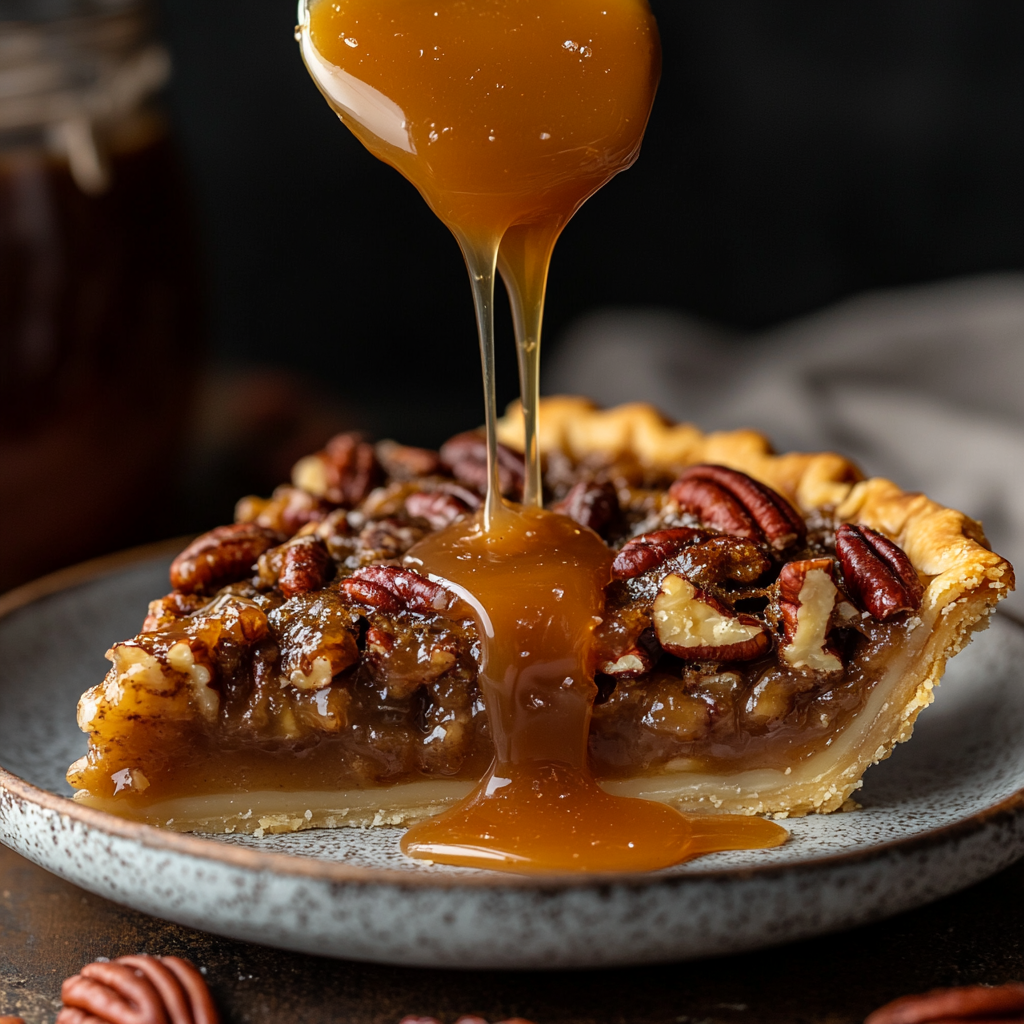 Salted Caramel Pecan Pie Recipe – Printable Holiday Dessert – Instant Digital Download
