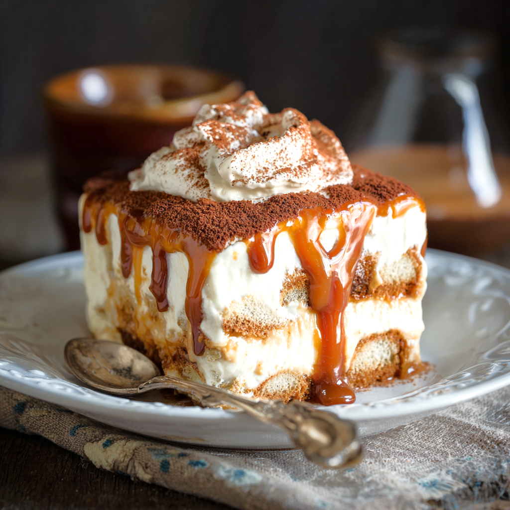 Dulce de Leche Tiramisu Recipe | No-Bake Dessert PDF | Printable Caramel Espresso Cake