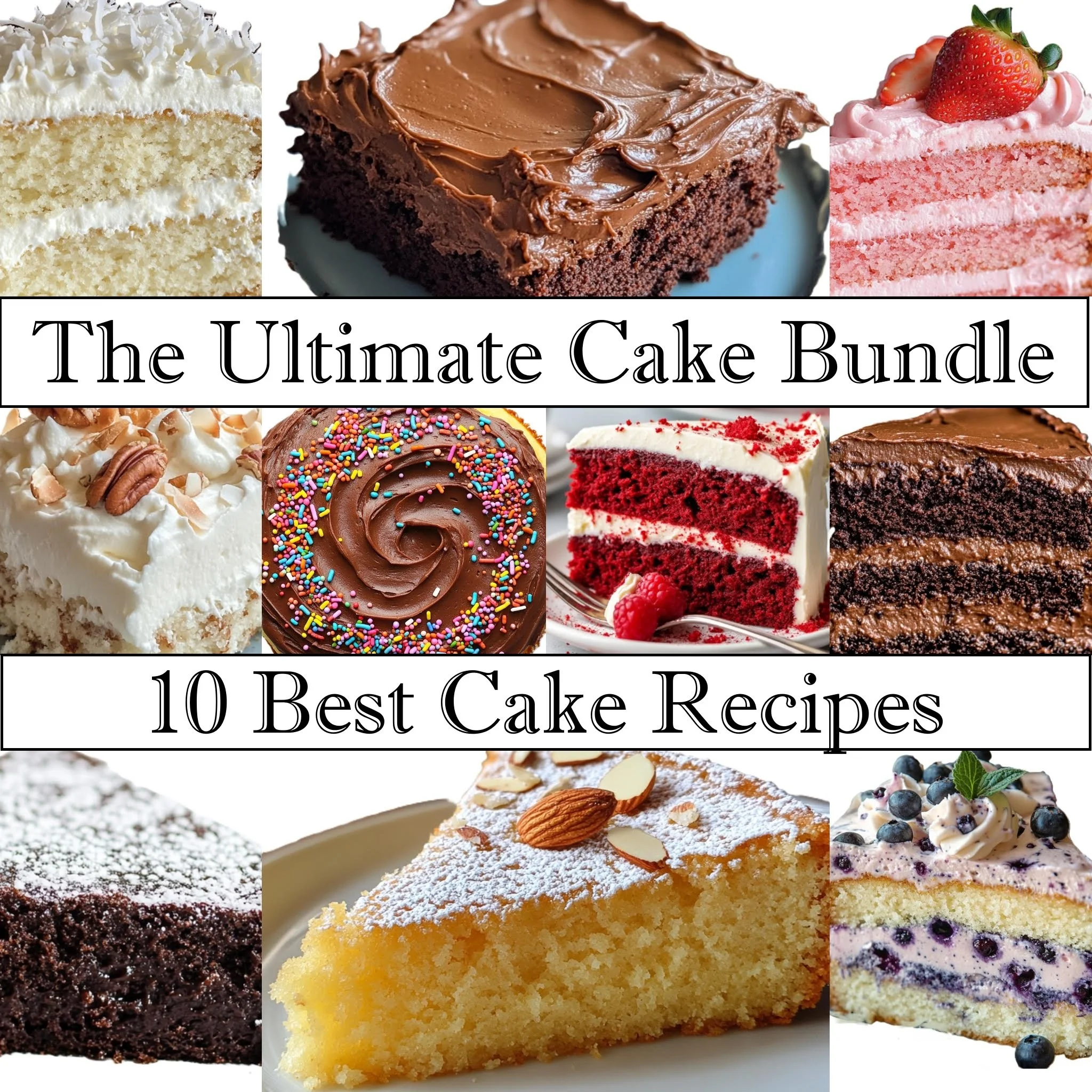 Best Cake Recipe Bundle – 10 Cakes + Frostings | Printable Baking PDF Collection