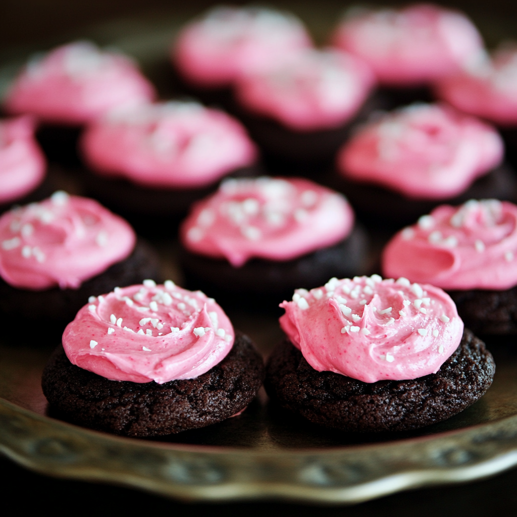Chewy Chocolate Cookies with Pink Peppermint Frosting – Easy Festive Recipe
