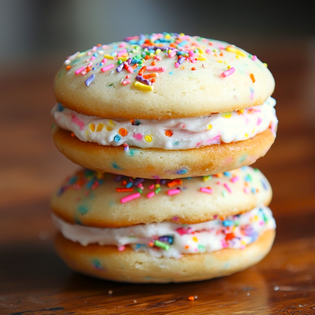 Rainbow Sprinkle Whoopie Pies Recipe – Funfetti Sandwich Cakes | Printable PDF