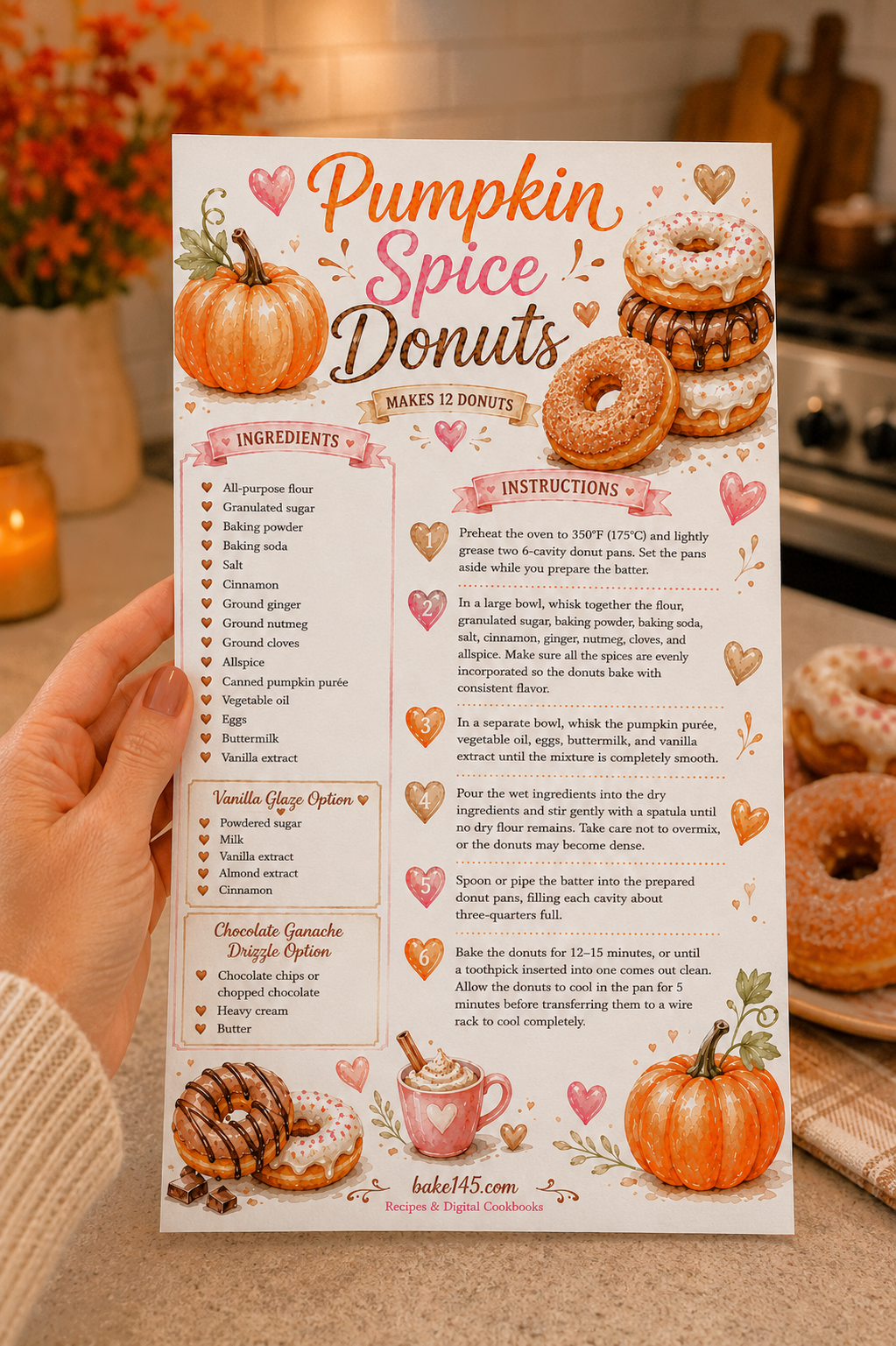 a photo of the printed pumpkin donuts recipe card