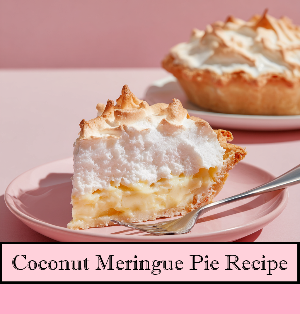 BEST Coconut Meringue Pie Recipe - Easy Printable Dessert PDF - Instant Download