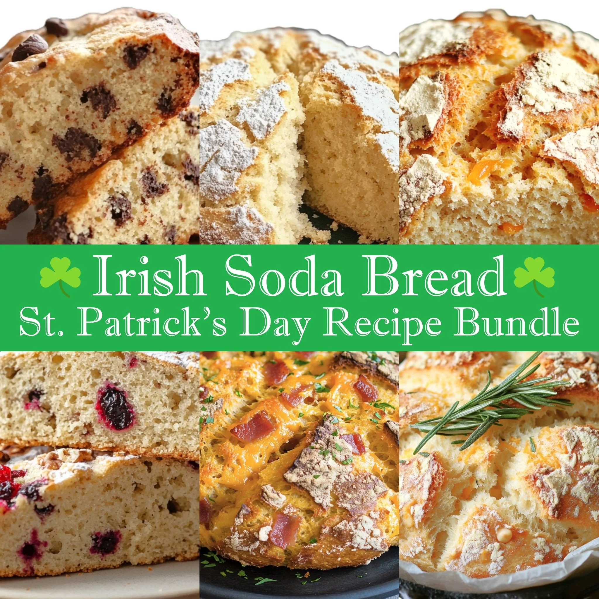 a collage of different irish soda bread varieties