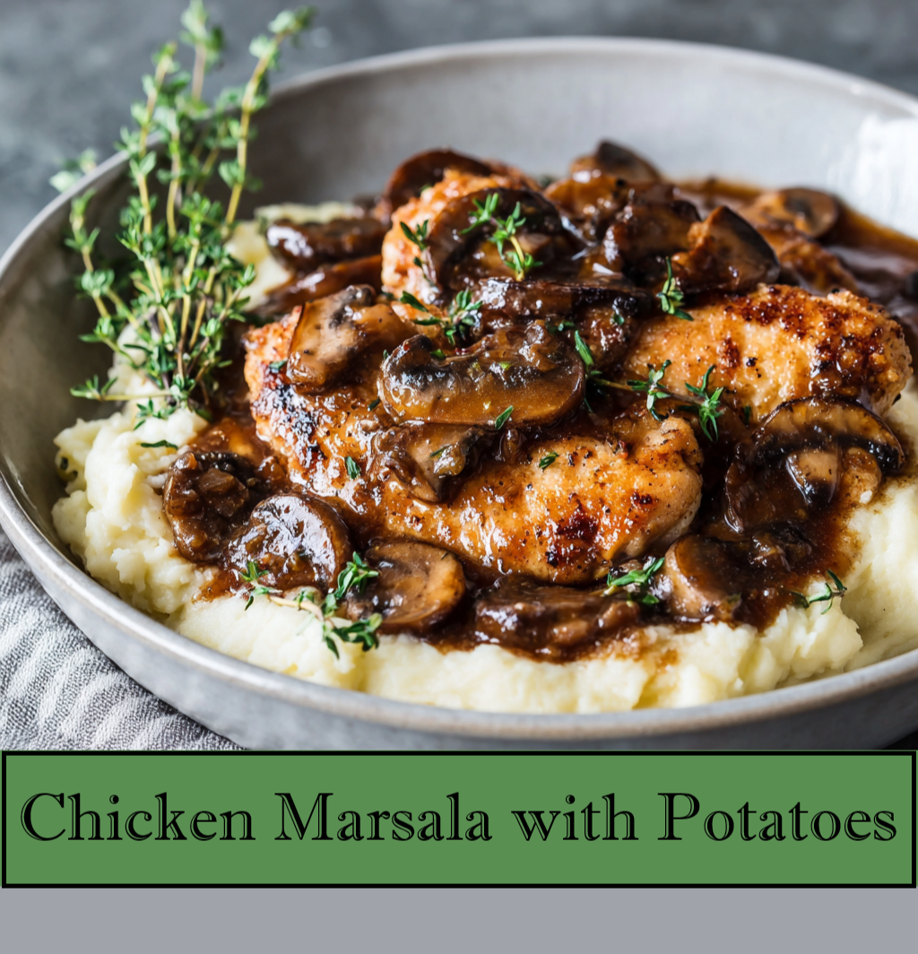 Chicken Marsala Recipe with Mashed Potatoes – Holiday Dinner Printable Download