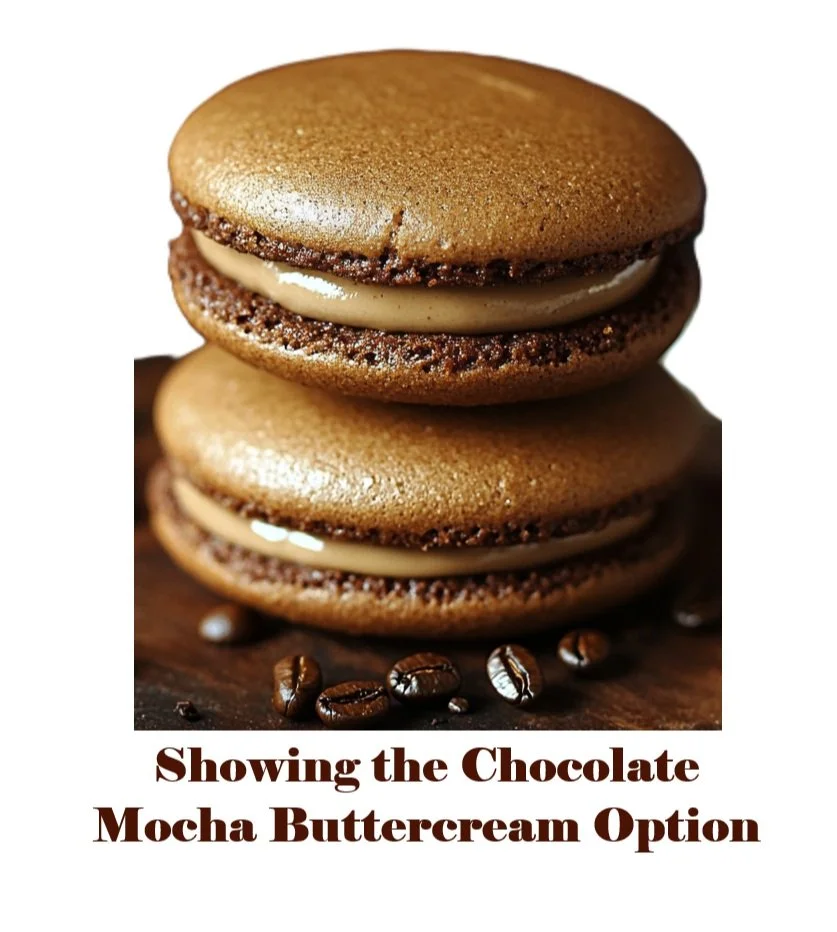two coffee whoopie pies with chocolate mocha buttercream filling