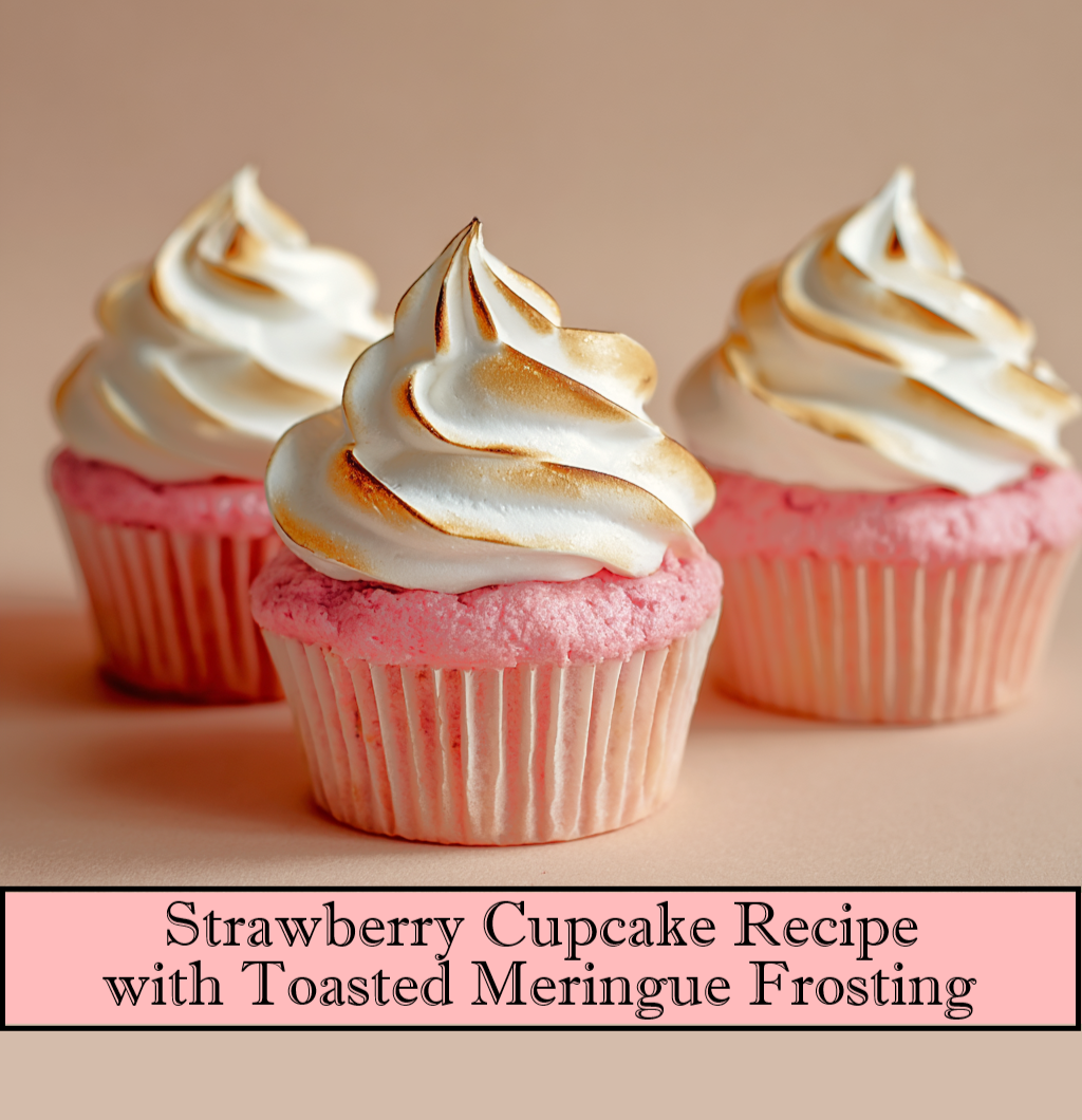 Strawberry Meringue Cupcakes Recipe: Download Dessert Baking Printable