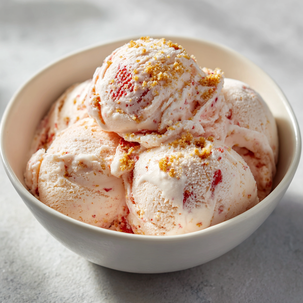 Strawberry Cheesecake Ice Cream Recipe | Ice Cream Maker Version | Printable Dessert PDF