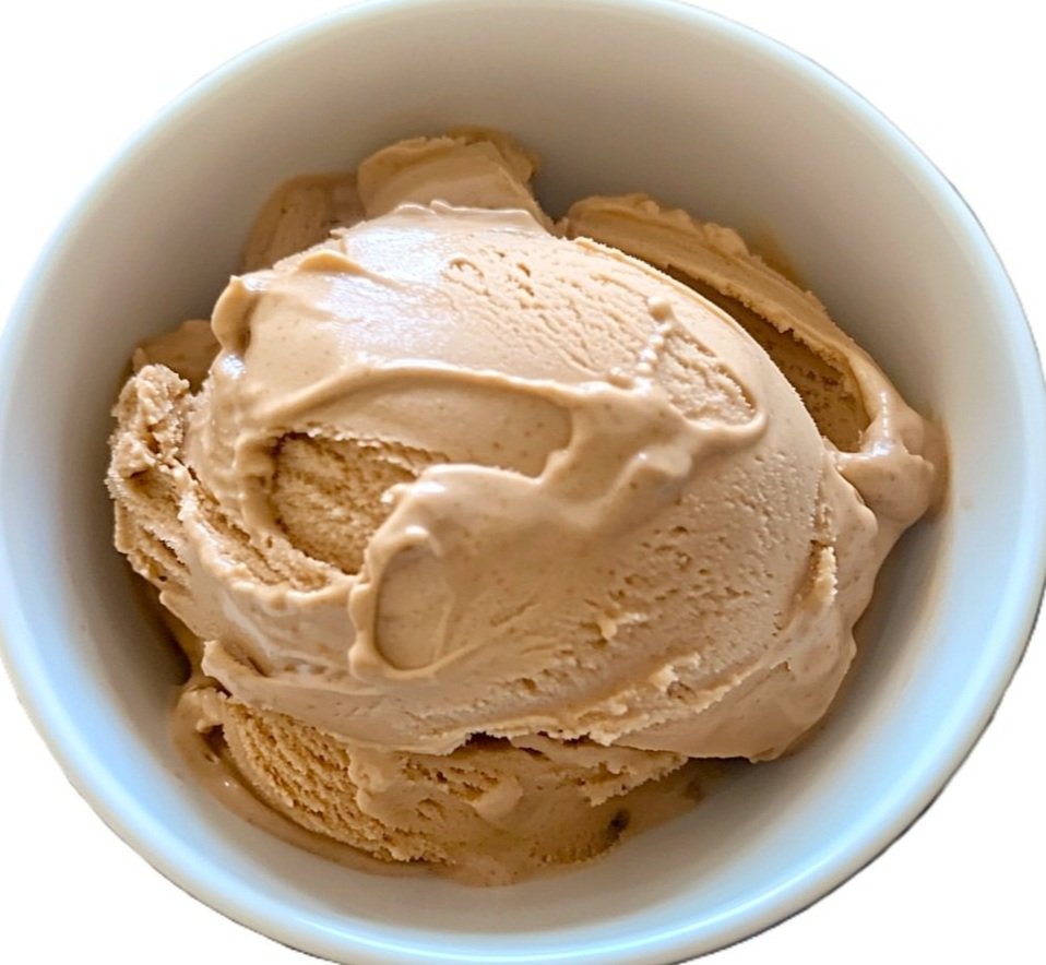 a bowl of easy no churn espresso ice cream