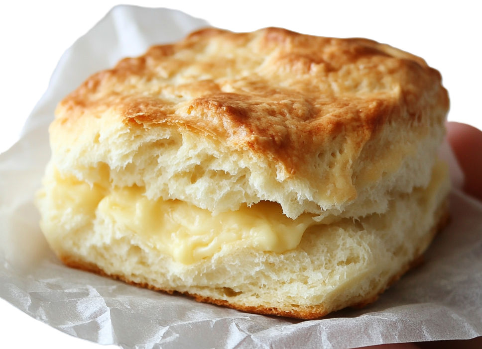 Warm, flaky angel biscuits stacked high with buttery layers