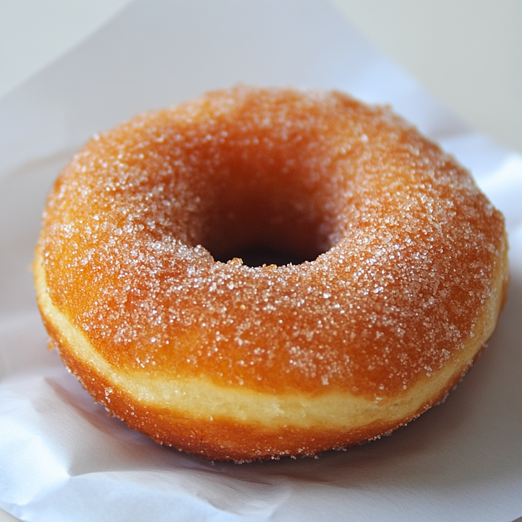 a delicious apple cider donut covered in cinnamon sugar coating