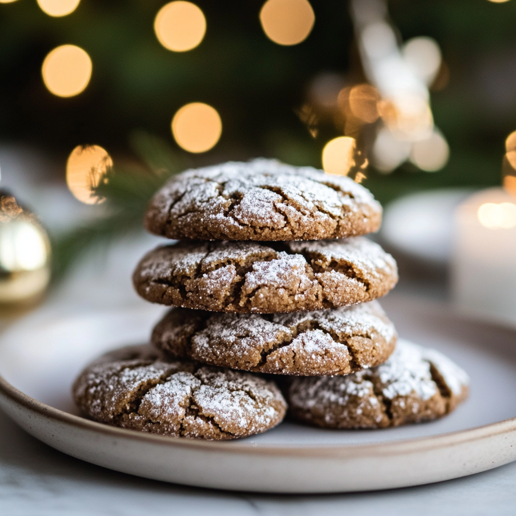 holiday homemade gingerbread crinkle cookies