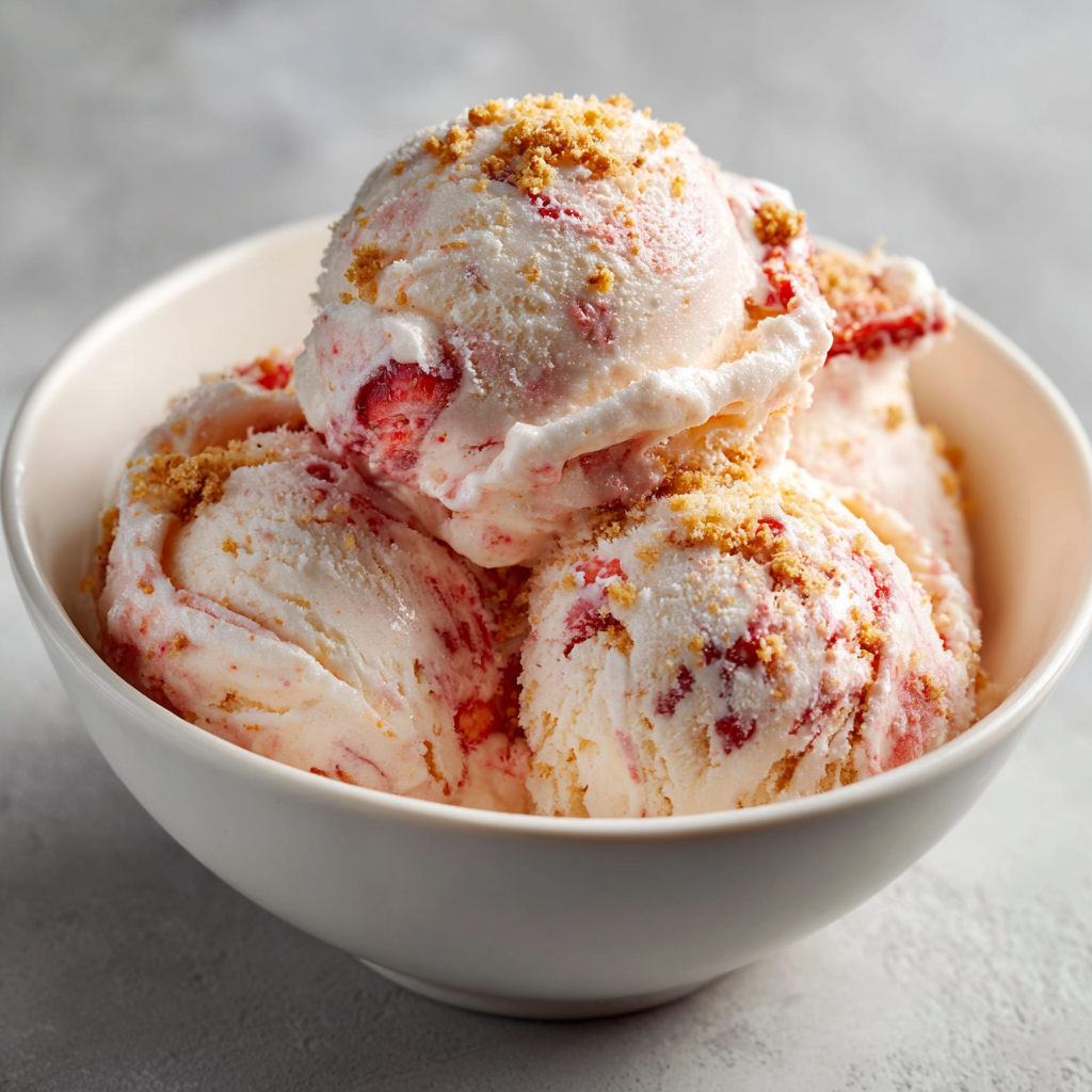 a bowl of homemade strawberry ice cream