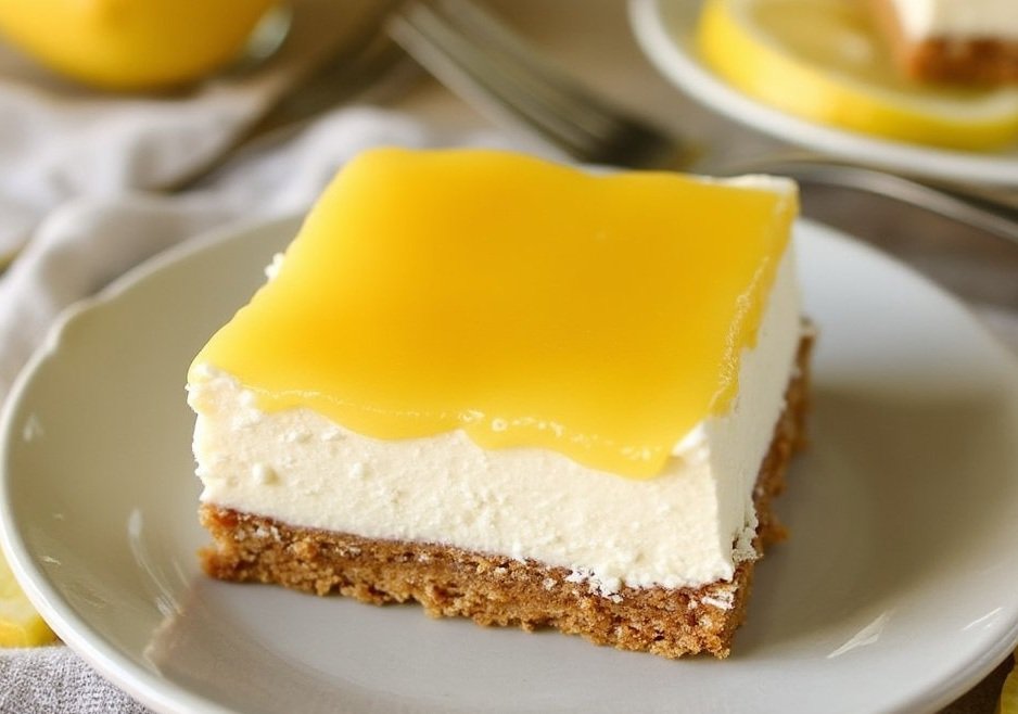 close up of one lemon cheesecake bar cookie