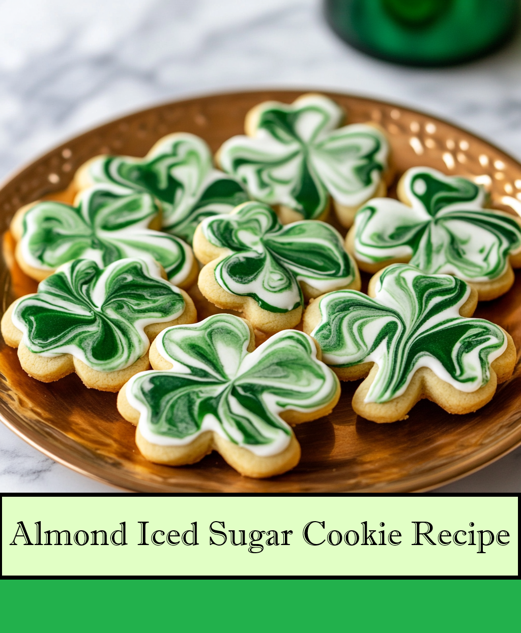 shamrock sugar cookies with marbled green icing