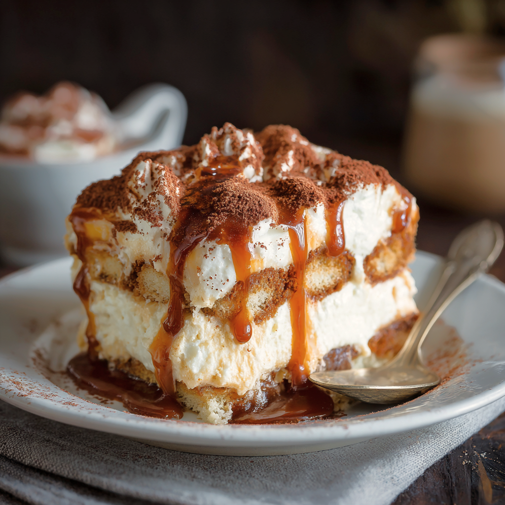 caramel and coffee tiramisu with dulce de leche