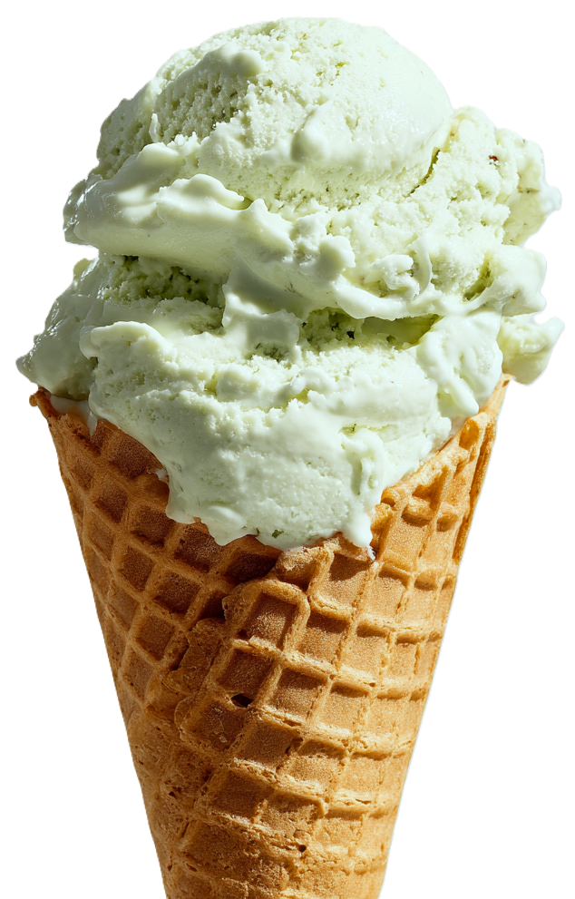 avocado banana and coconut milk ice cream waffle cone