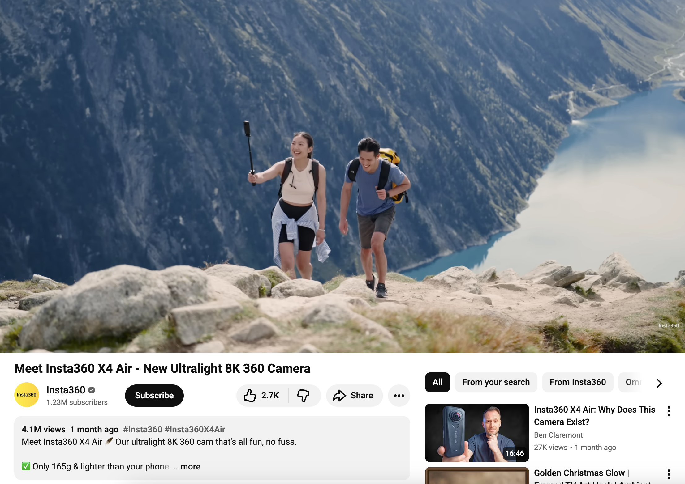 Insta360 X4 Air launch video 4.1M views