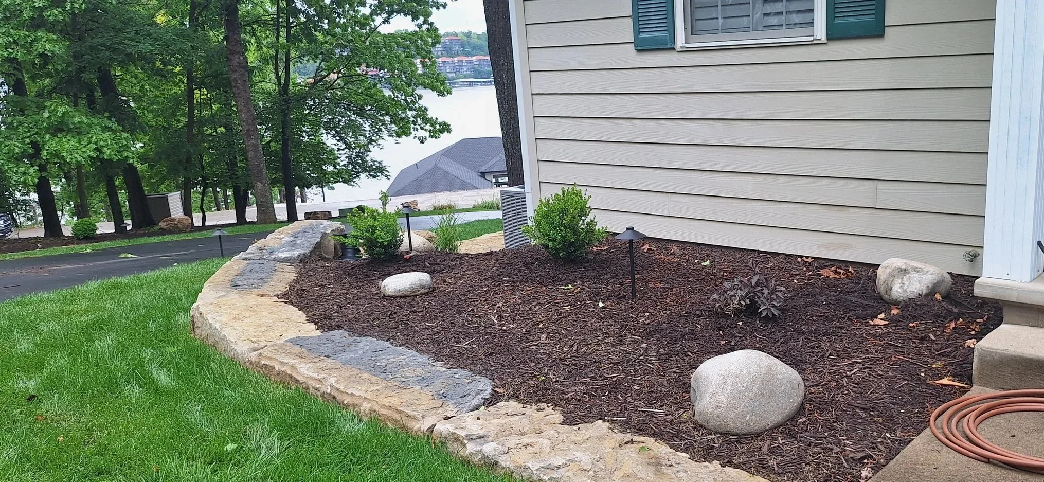 Progress photo, adding plants and landscape lighting