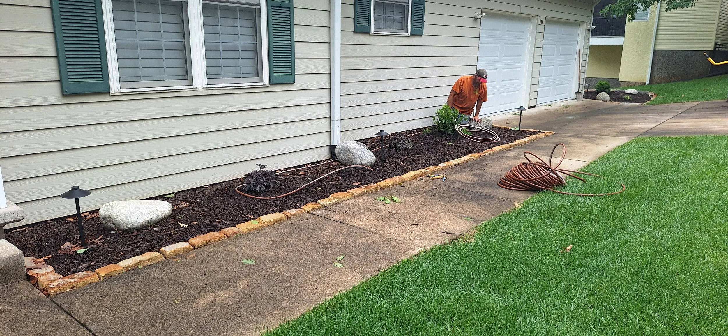 Progress photo, adding plants and landscape lighting