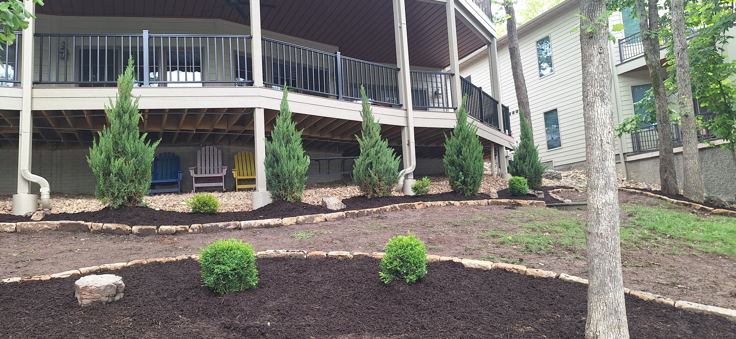 Prep for sod, stone edging, plants