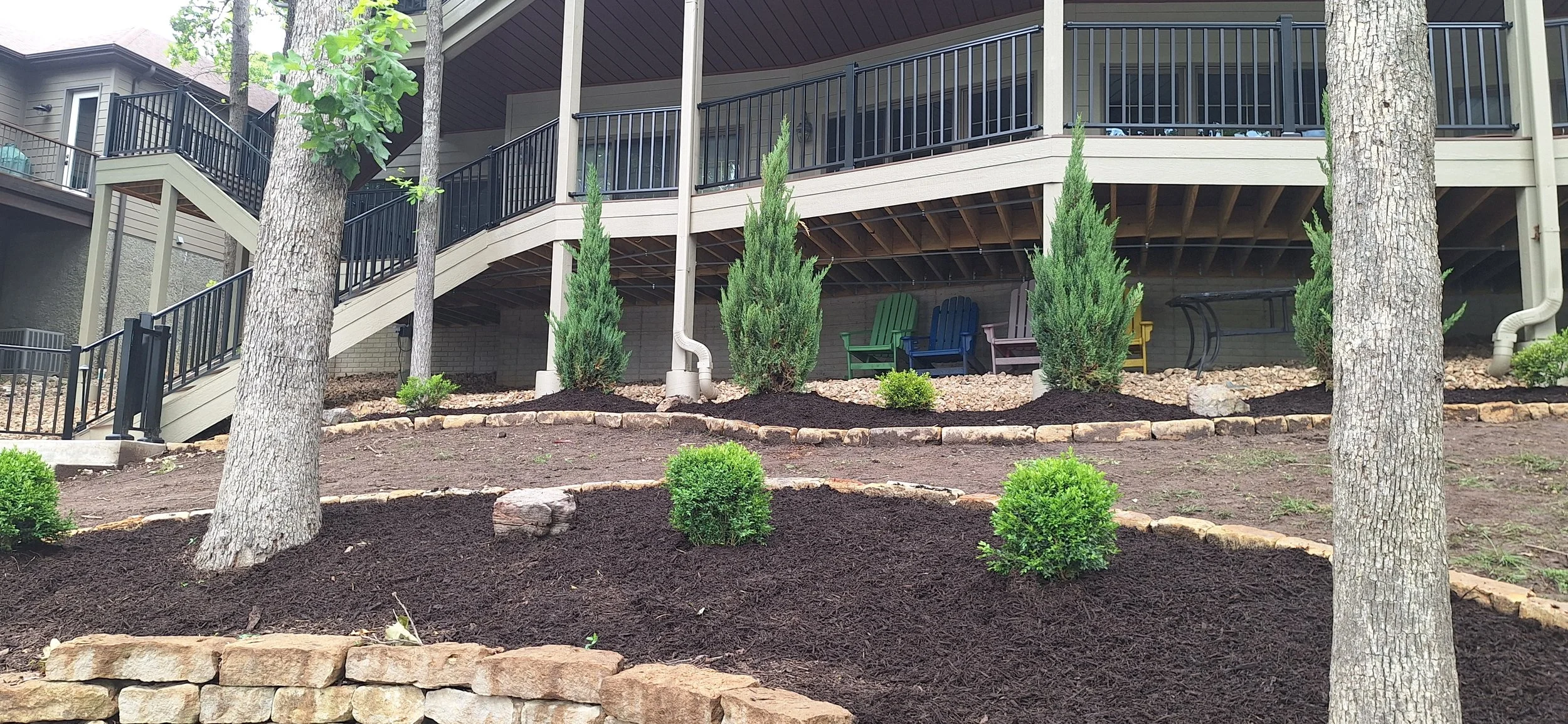 Prep for sod, stone edging, plants
