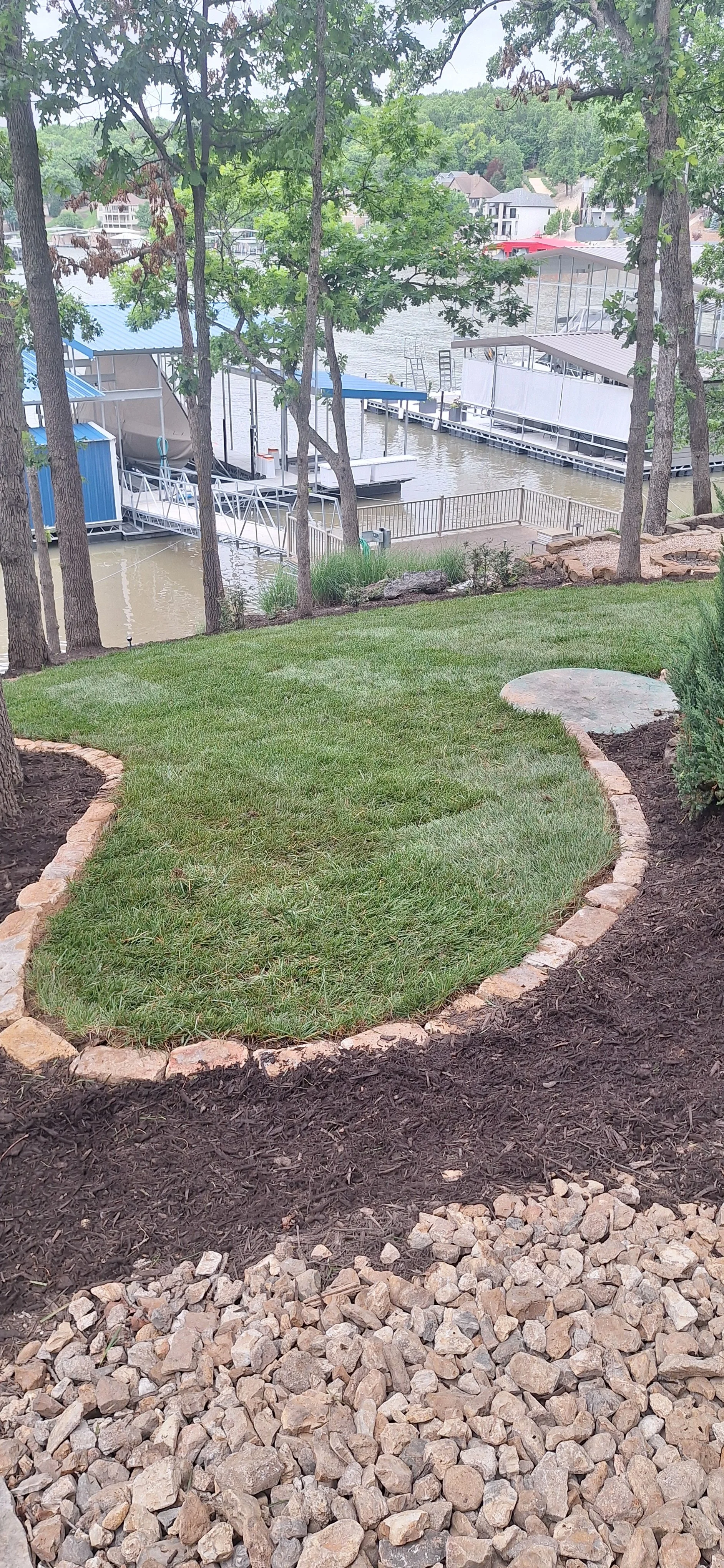Prep for sod, stone edging, plants