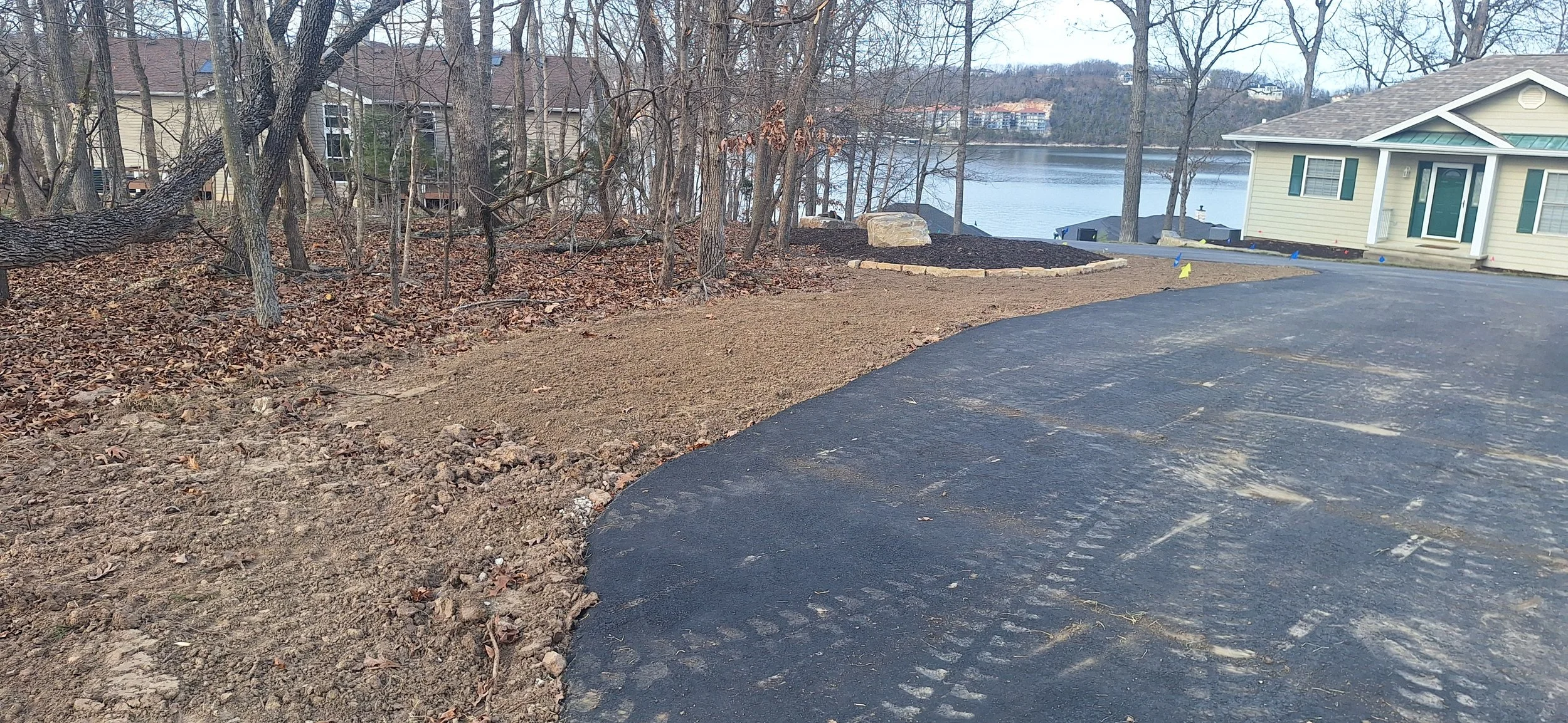 Irrigation, corrected grade, prepping for sod.