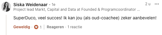 Screenshot van een LinkedIn-bericht met tekst in het Nederlands.