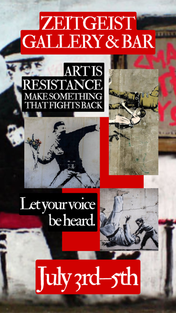 Art of Resistance: A community artmaking and collage show designed to bring together artists, activists, and community members to express their thoughts, feelings, and resistance to fascism.