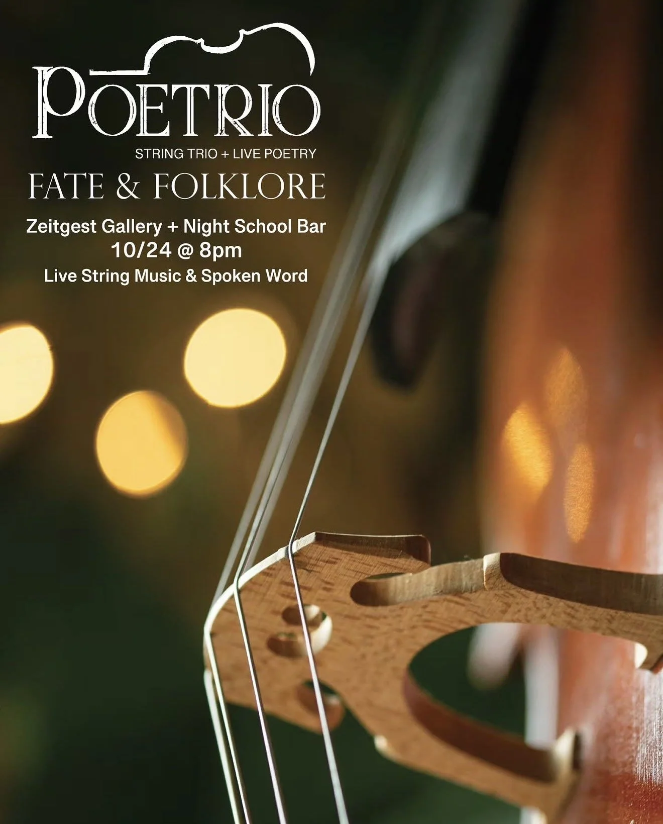 Poetrio poetry and live string music event on the back patio at Zeitgeist Gallery & Bar in Durham.