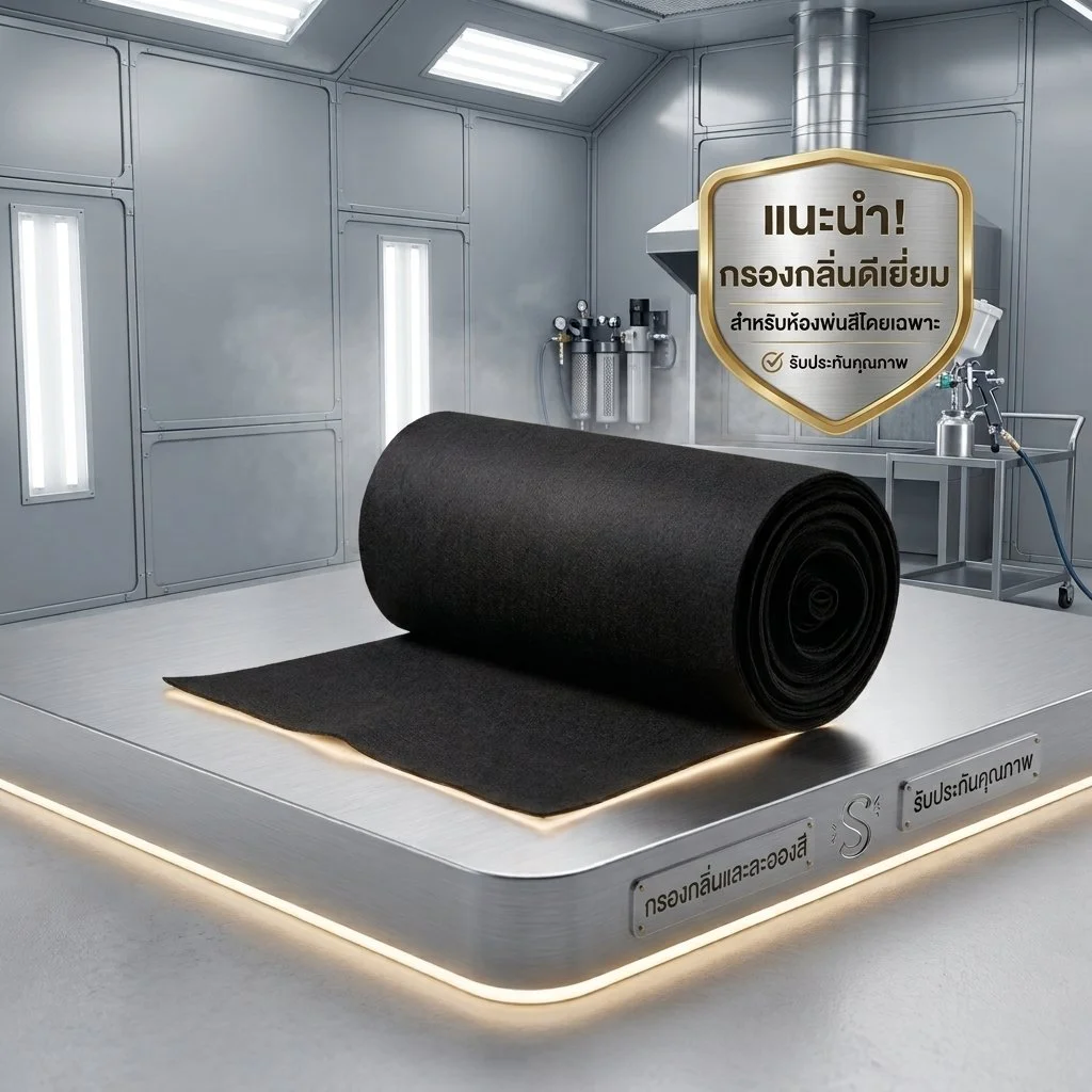 ใยกรองเพดานคาร์บอน   Ceiling Filter Fiber Carbon  (ขายยกม้วน ม้วนละ 20 เมตร)