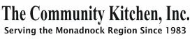 Text reading 'The Community Kitchen, Inc. Serving the Monadnock Region Since 1983'.